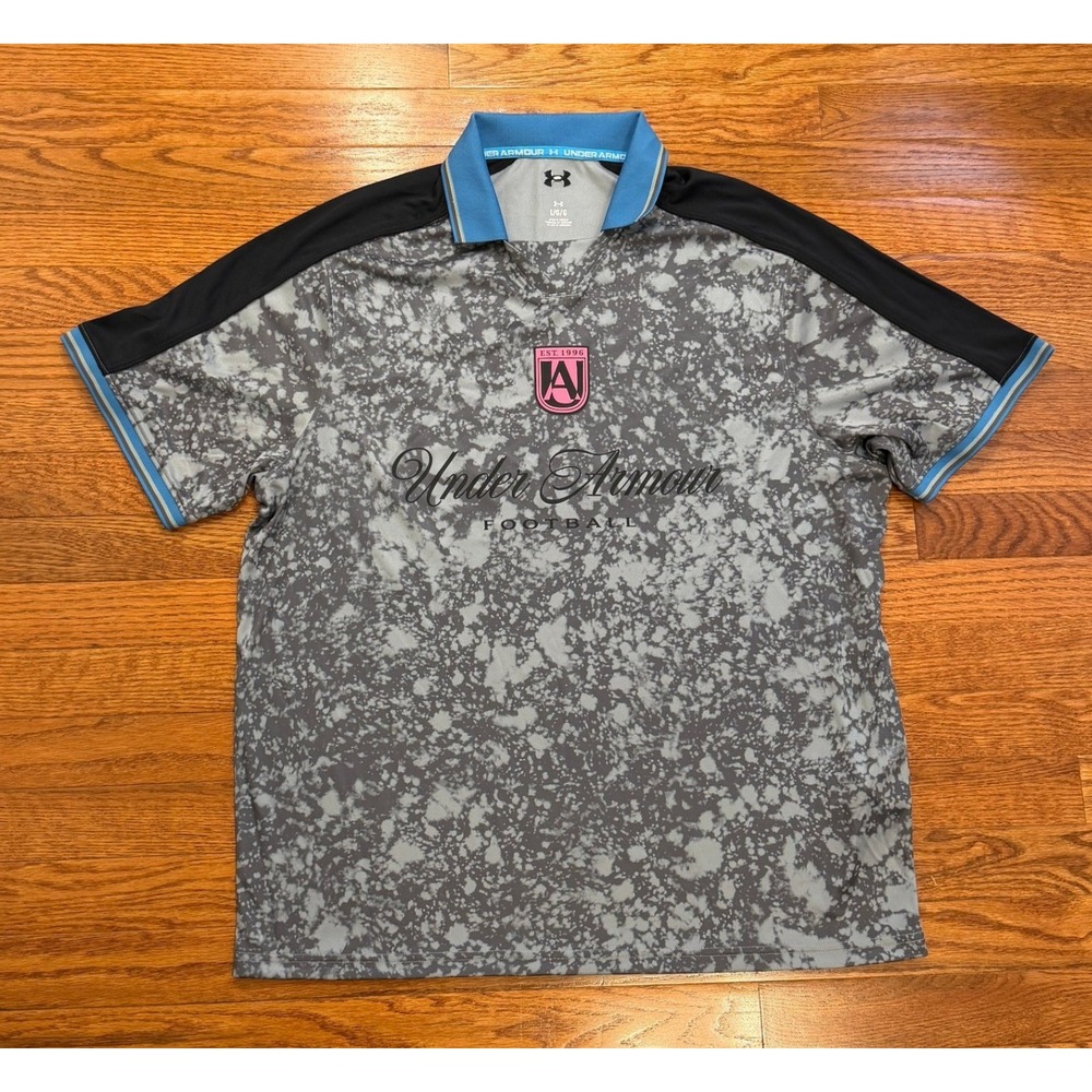 Under Armour Football Soccer Jersey Top Mens Large Gray Splatter Camo Print